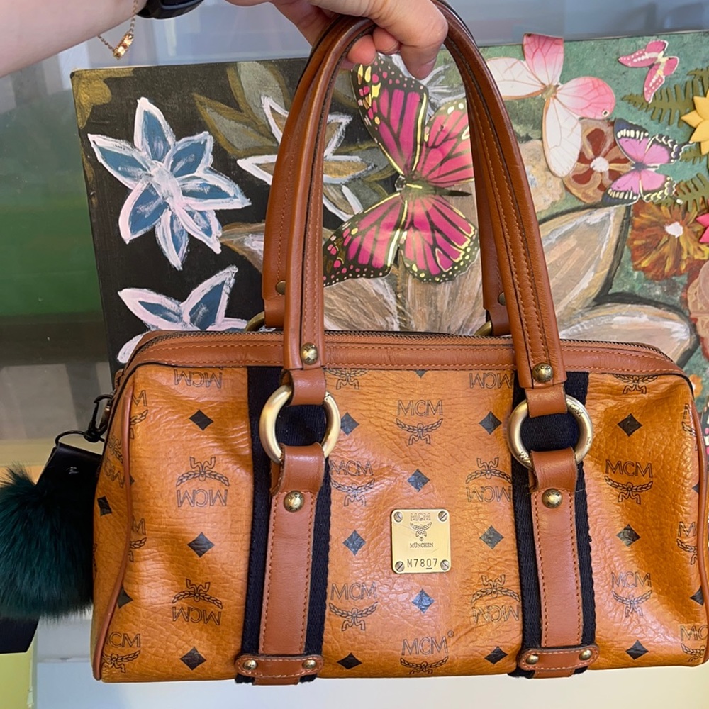 MCM Tan and Black Mini Bag